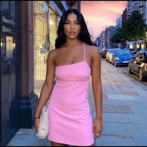 Zara Asymmetrical One Shoulder Pink Mini Dress